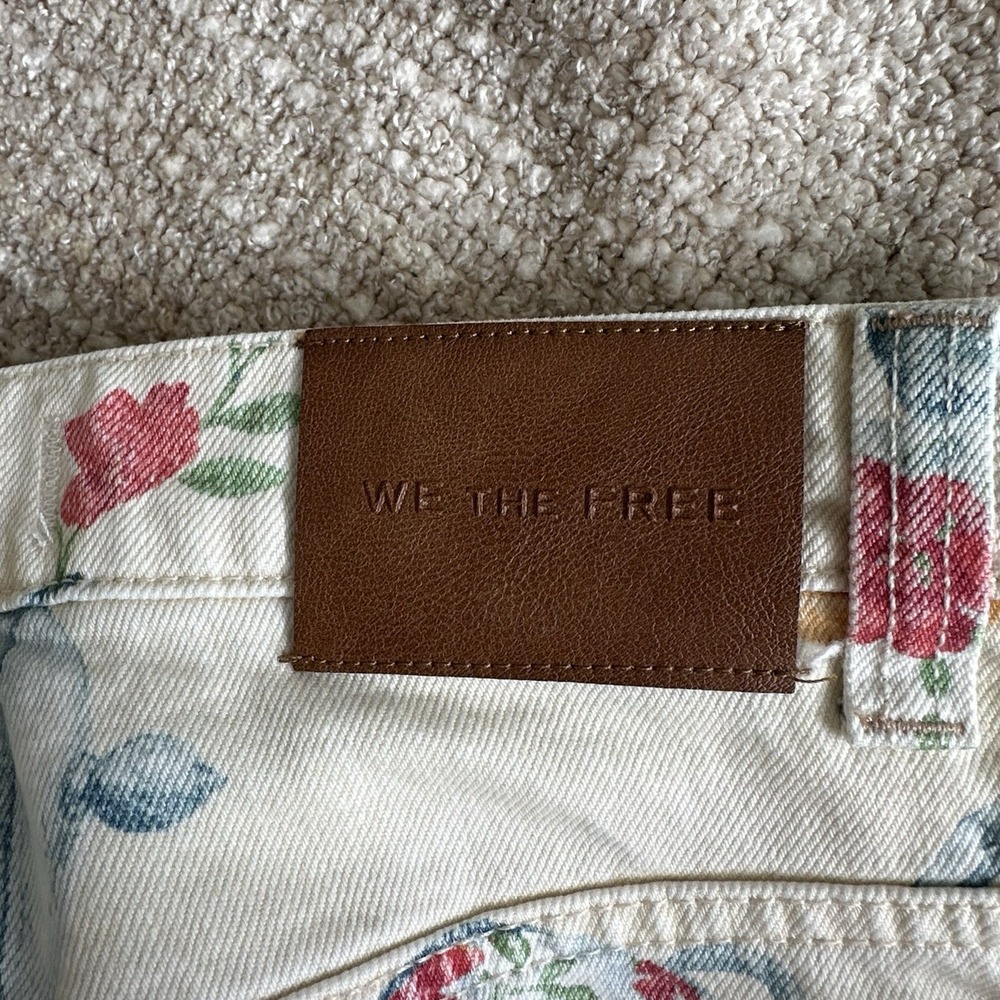 Free People Eden Brunch Jeans Size 26 Printed Barrel Teapot Croissant Sold Out - Picture 11 of 15